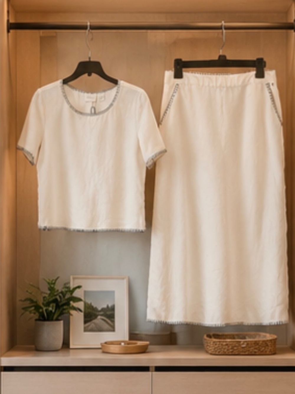 Rachel Zoe Cream Maxi Skirt and Top Set - Picture 2 of 5